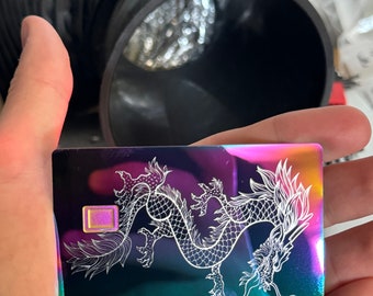 Dragon arc-en-ciel en métal personnalisé Convertissez votre carte plastique en métal aujourd'hui carte de crédit en métal, carte de luxe en métal à bande magnétique à puce EMV