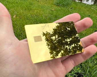 Heavy ATM Card w/magnetic strip EMV Chip Gold Shiny Metal Credit Card