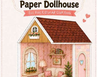Cozy Living Room Miniature PDF, Printable A4 Cut & Fold DIY Toy House Activity