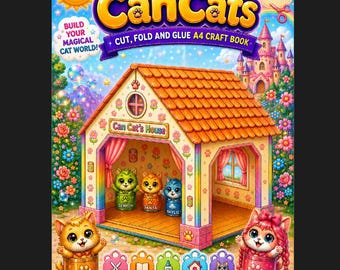 CanCats House Printable Papercraft Kit, Kawaii 3D Cat Dolls (Digital Download)