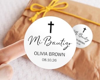 Mi Bautizo Party Favor Labels/Personalized Baptism Gift Stickers/Baptism Invitation Tags/Birthday Favors/Baby Announcement/Christening Favor