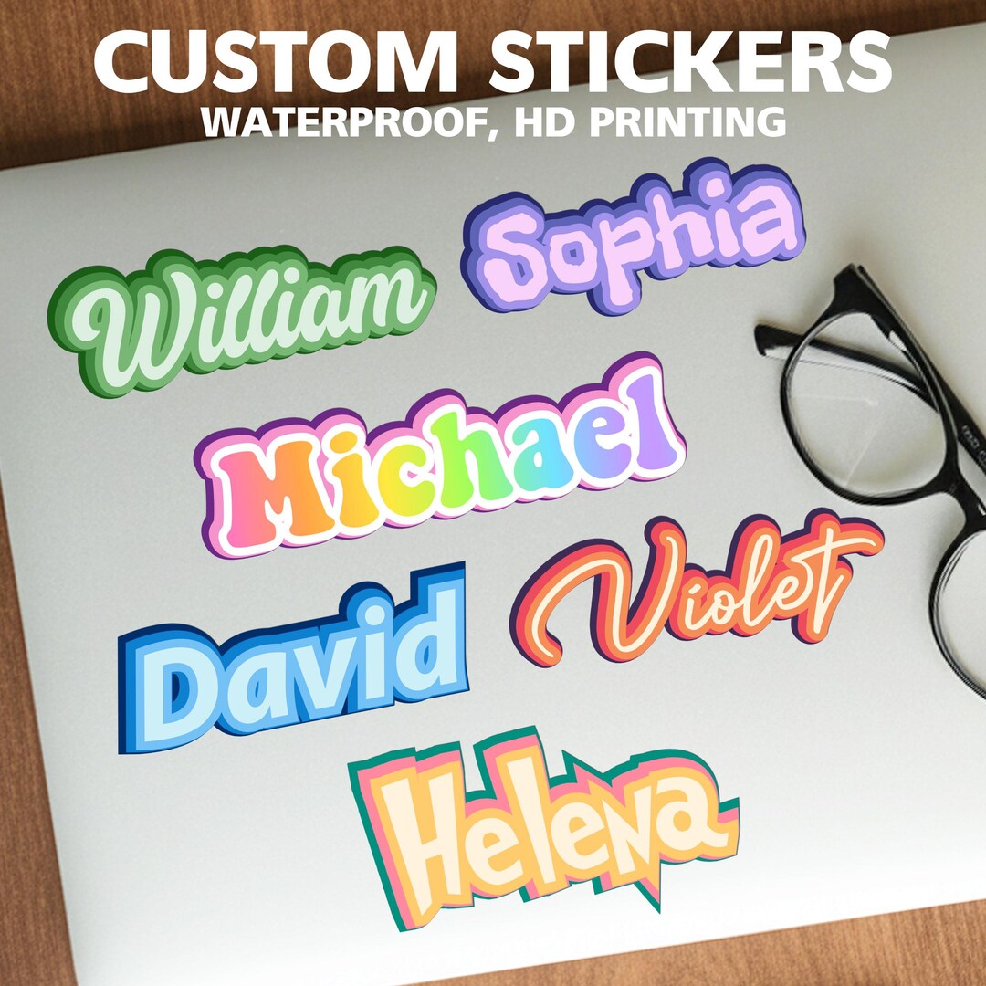 Personalized Name Sticker, Custom Retro Name Sticker, Waterproof ...