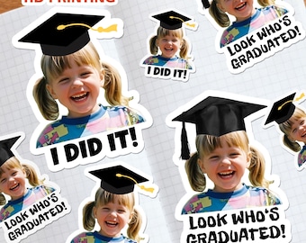 Custom Graduation Photo Stickers/Graduation Favor Photo Decals/Graduation Memory Photo Decals/Graduation Celebration Gift Labels/Party Gift