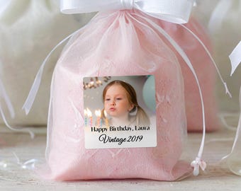 Custom Photo Birthday Gift Labels, Birthday Sticker, Personalized Birthday Gift Labels, Birthday Party Favor Gift Tag, Custom Photo Stickers