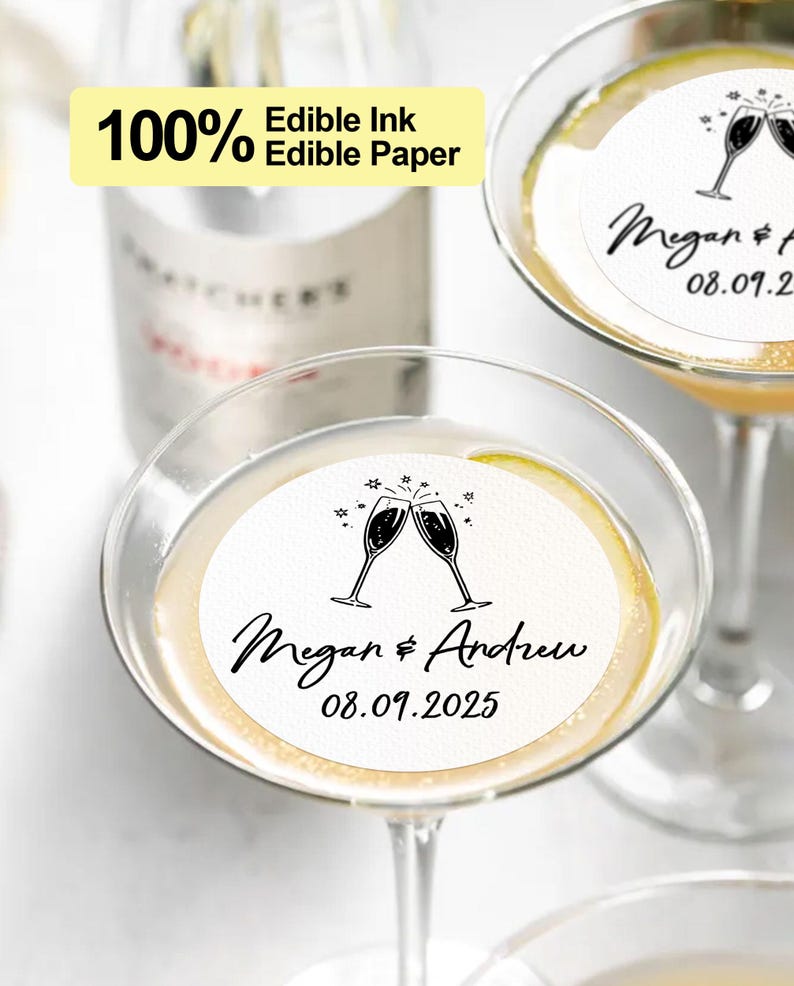 Personalized Edible Cupcake Topper and Cocktail Drink Garnish Discs ...
