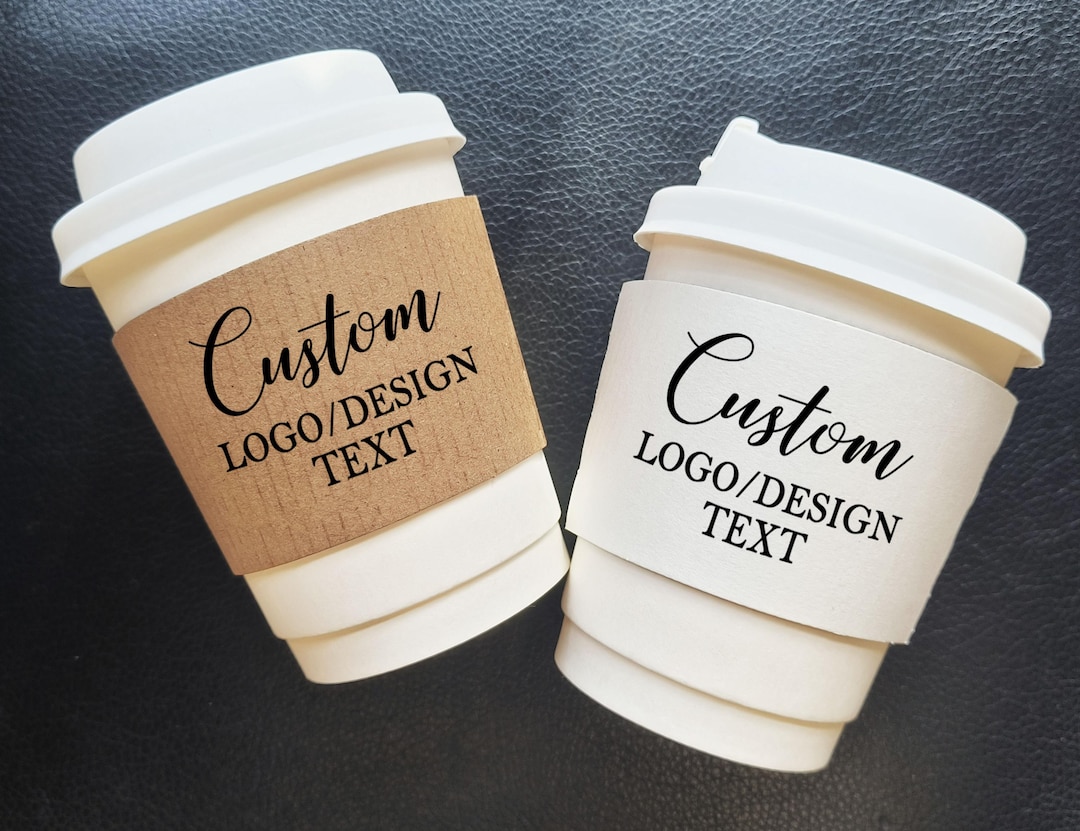 Custom Printed Paper Coffee Cup Sleeves, Disposable Kraft Brown or ...