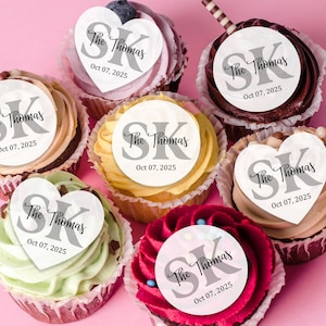 Edible Toppers for Wedding - Wedding Cupcake Toppers - Custom Monogram Cocktail Garnishes - Wedding Party Favors for Cocktail Decorations