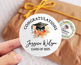 Graduation Class of 2024 Gift Labels/Graduation Party Stickers/Graduation Announcement Envelope Seals Labels/Grad Cap Personalized Stickers