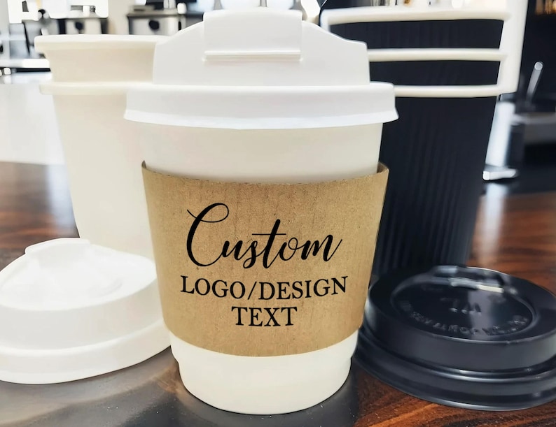 Custom Printed Paper Coffee Cup Sleeves, Disposable Kraft Brown or ...