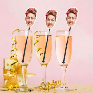 SALE Custom Face Cocktail Stirrers Funny Birthday Decor 30th, 40th, 50th Birthday Custom Logo Party Decor Acrylic Swizzle Sticks with Face