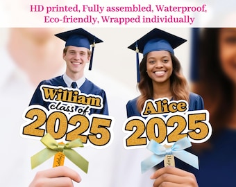 Ventagli di laurea personalizzati con foto, ventagli di congratulazioni per la laurea, volto su un bastoncino, ventaglio bifacciale per laureati, ventagli della classe del 2025 con foto
