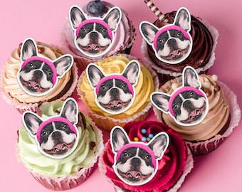 Pet portrait Cut-Out Wafer Topper/Custom Cupcake Toppers with Photo/Face Cupcake Topper/Party Decorations/Cocktail Topper/Pet Drink Toppers