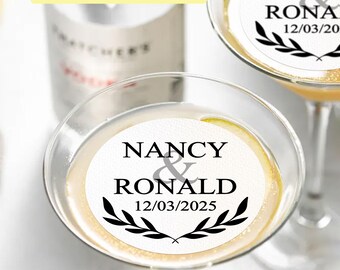 Edible Cocktail Toppers for Wedding Custom Wreath Wedding Drink Toppers Wedding Party Decoration for Cocktail Personalized Beverage Garnish