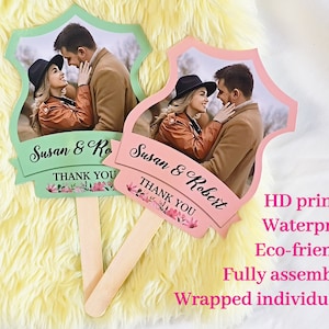 Assembled Photo Wedding Favors Fan Double-Sided Wedding Ceremony Photo Fan Wedding Program Hand Fans Bridal Shower Favor Personalized Gifts