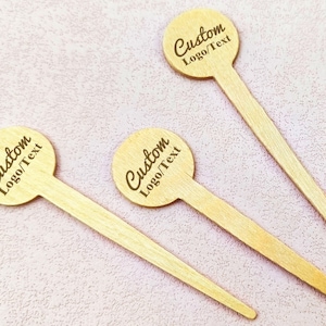 Custom Wood Food Pick Sticks in Bulk/Custom Business Logo Food Skewers/Personalized Cake Toppers/Party Decor/Custom Food Wedding Decorations