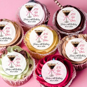 EDIBLE Cupcake Toppers/Custom Birthday Cake Toppers/A Tini Bit Older Cocktail Toppers/Milestone Birthday Party Decor/Edible Birthday Toppers