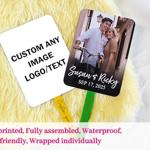 FULL-ASSEMBLED Personalized logo Favor Fan Double-sided Business Party Wedding Design Fan with Wooden Handles Business Fans Company Giveaway