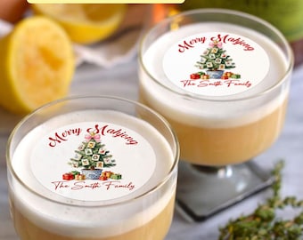 Merry Mahjong Cocktail Edible Toppers/Christmas Drink Toppers/Christmas Decor/Christmas Tree Toppers/Holiday Party Decoration/Cupcake Topper