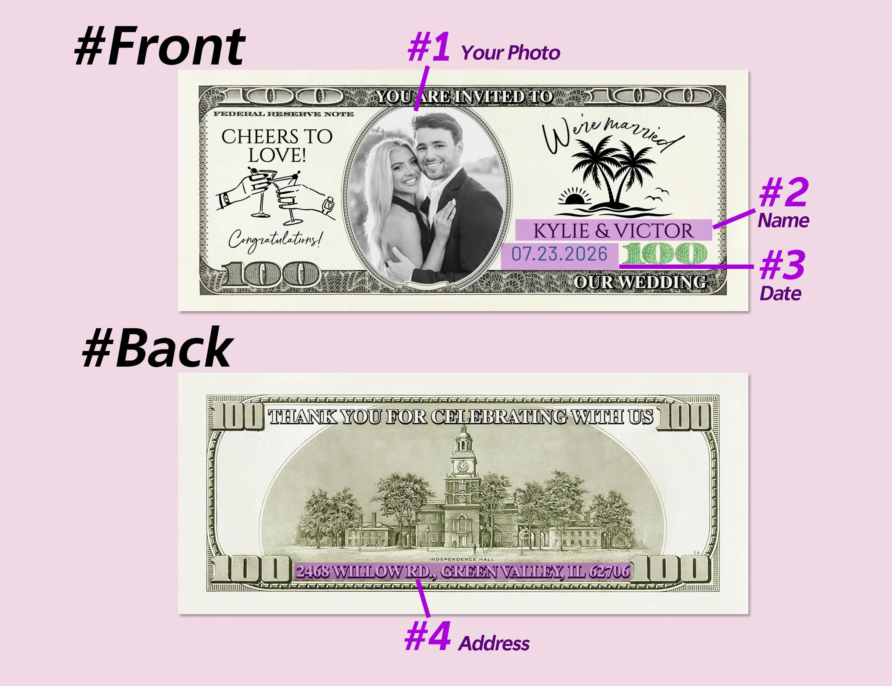 Custom Wedding Dollar Bill/personalized Fake Money for Wedding ...