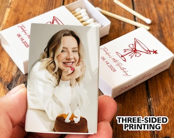 Custom Photo Matchbooks, Personalized Birthday Matches, Birthday Matchbox, Bulk Party Favors, Custom Matchbox Favors, Birthday Table Decor