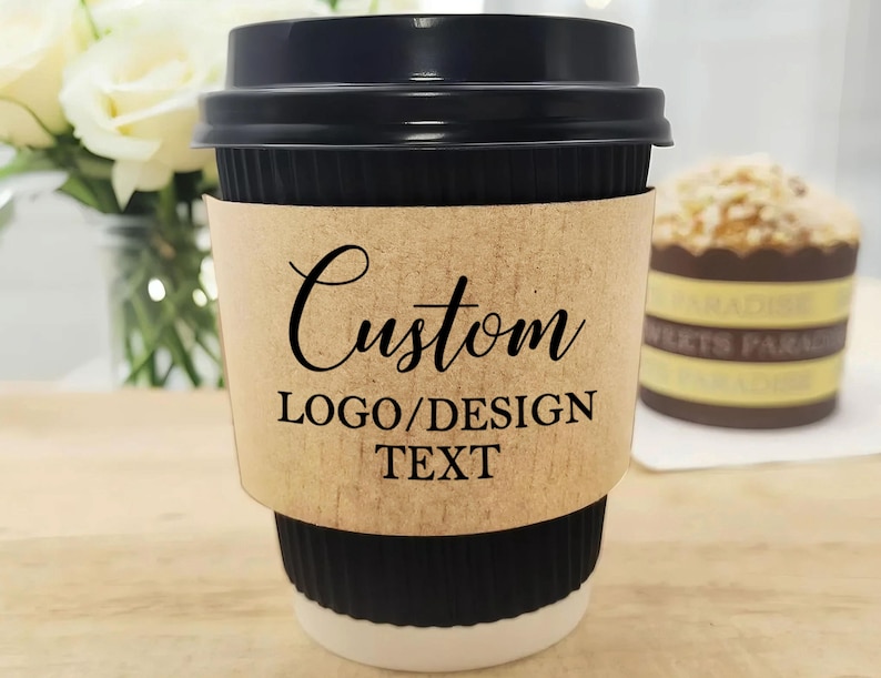Custom Printed Paper Coffee Cup Sleeves, Disposable Kraft Brown or ...