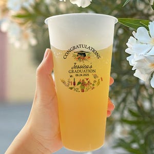 Personalized Frosted Cups Favors for College Graduate Graduation Party/High School Grad Party Decor/Graduation Cups/Class of 2025 Cap Gifts