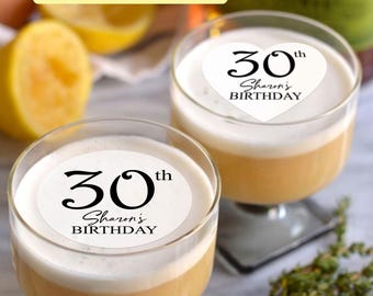 EDIBLE Birthday Drink Toppers, Personalized Edible Cocktail Topper, 30th, 40th, 50th Birthday Party Decor, Birthday Edible Garnish Toppers