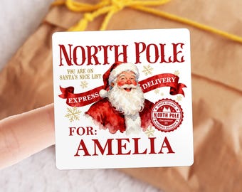 Nordpol Santa Geschenkanhänger Aufkleber/Von Santa Weihnachtsgeschenk Etikett/Weihnachtsgeschenkanhänger/Weihnachtsaufkleber/Von Santa Aufkleber/Benutzerdefinierte Namensetikett