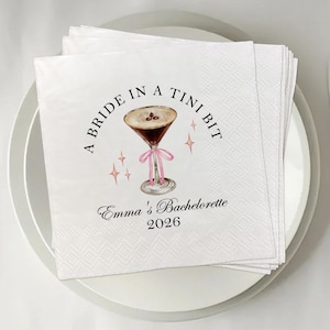 Tovaglioli "Una sposa in un piccolo pezzo", tovaglioli per un elegante brunch di addio al nubilato, tovaglioli per un Martini drink per l'addio al nubilato, tovaglioli per bevande per la festa della sposa