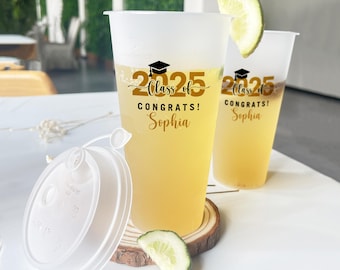 Bulk Custom Frosted Graduation Cups/Grad Announcement Favors/Nurse Graduation Presents/Class of 2025 Gifts/bachelor's degree Graduation Gift