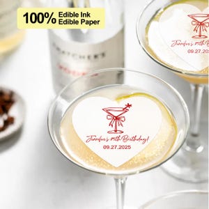 25th Birthday Edible Cupcake Toppers, Martini Birthday Cocktail Toppers, Milestone Birthday Drink Toppers, Personalized Birthday Party Decor