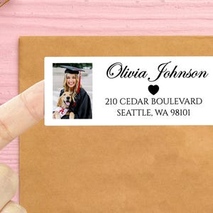 Cutom Graduation Return Address Envelope Label with Photo, Printable Grad Party Address Labels, Class of 2025 Return Address Envelope Seals