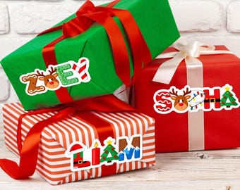 Personalisierte Weihnachtsgeschenk Etiketten/Benutzerdefinierte Namen Tags/Weihnachtsaufkleber/Weihnachts Namen Etiketten für Weihnachtsgeschenke/Weihnachtsgeschenkanhänger Aufkleber