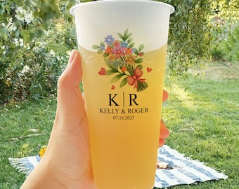 Hochzeit Blumenstrauß gefrostete Tassen für Gäste / Verlobung Party Tassen / Wildblumen Hochzeitsdekorationen / Massen-Hochzeitsfeier Geschenke / Brautparty