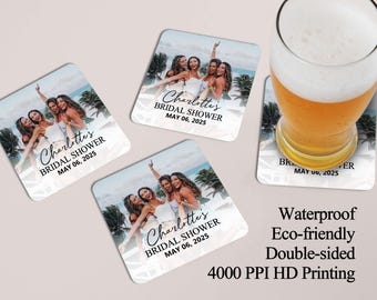 Picture Perfect Square Coasters, Bridal Shower Guest Favors, Wedding Coasters, Bridesmaid Gifts, Bride to Be, Personalized Photo Coasters