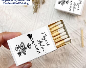 Personalized Champagne Tower Matches/Wedding Favors in Bulk/Custom Reception Favors Matchbox/Bridal Shower Party Favors/Valentine's Day Gift