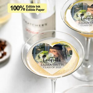 Custom Graduation Cocktail Topper with Photo, Graduation Party Cupcake Topper, Class of 2025 Celebration, Happy Graduation Party Decorations