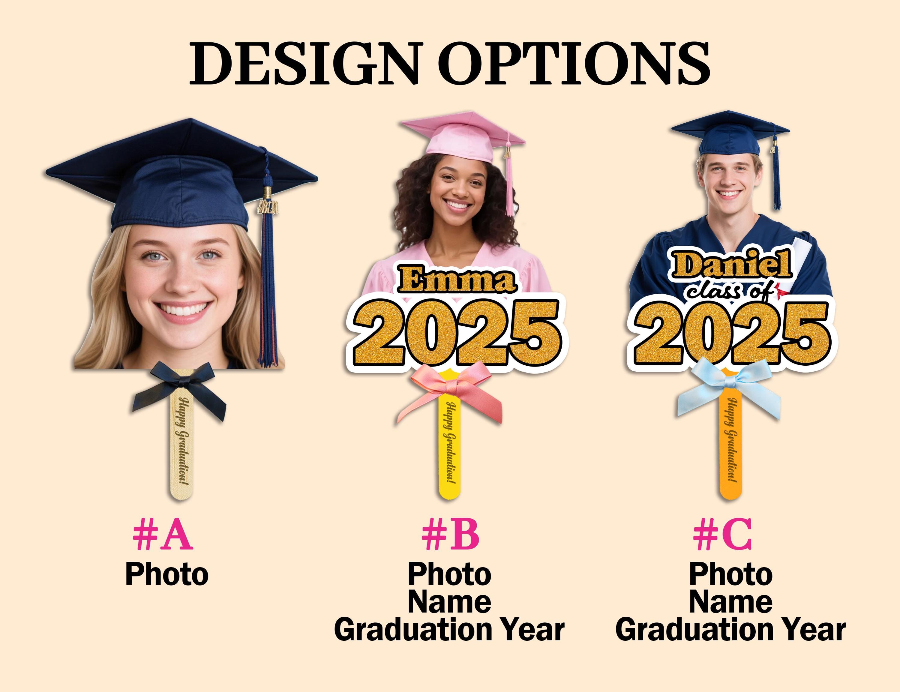 Grad Face Sticks Graduation Face on a Stick, Custom Graduation Photo Fan, Big Head on a ...
