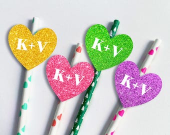 Custom Party Straws, Personalized Straws for Wedding, Wedding Party Favors, Personalized Decorations, Initial Straws, Custom Drinking Straws