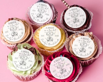 Edible Custom Hen Party Wafer Cupcake Toppers, Bride in a Tini Bit, Cocktail Drink Toppers, Martini Bachelorette, Party Decor, Bridal Shower