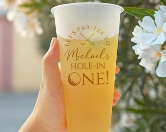 Personalized Hole In One Golf Birthday Cups/Let's Partee/Golf Plastic Cup for 1st Birthday/Golf Birthday Party Favors/Golf Baby Shower Cups