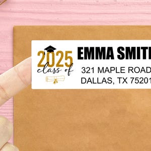 Custom Graduation Sticker/Class of 2025 Return Address Labels/Custom Grad Cap Stickers/Custom Label/Mailing Labels for Announcements Invites