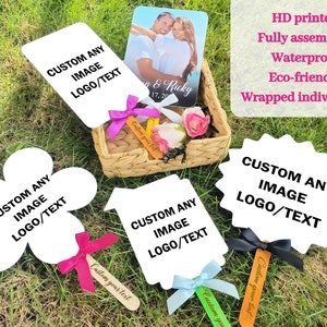 Custom Logo Photo Fans Double-sided Printed Business Party Fan Printable Wedding Design Fan Church Fan Reception Fan Business Promotion Fans