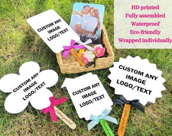 Custom Logo Photo Fans Double-sided Printed Business Party Fan Printable Wedding Design Fan Church Fan Reception Fan Business Promotion Fans