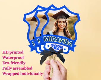 Gepersonaliseerde foto-afstudeerfans Aangepaste afstudeerbedankjes voor gast Programmafans Dubbelzijdige College Grad-fan 2024 Uniek cadeau voor vriend