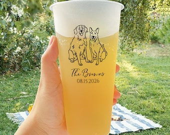 ペットの結婚式用カクテルカップ／犬の結婚式用フロストカップ／ペットの結婚式用プラスチックカップ／犬の結婚式用引き出物カップ／カスタムブライダルシャワー用引き出物／ペットパーティー用カップ