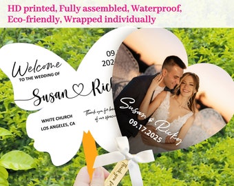 Personalized Butterfly Photo Printed Hand Fan ASSEMBLED Wedding Hand Fan Personalized Wedding Favors Church Fan Graduation Fans Birthday Fan