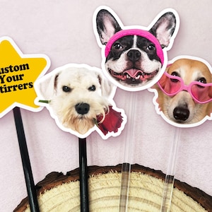 Wedding Pet Stir Sticks Print YOUR Dog Pet Drink Stirrers Acrylic Cocktail Stirrers Wedding Swizzle Sticks Wedding Drink Stirrer Party Decor