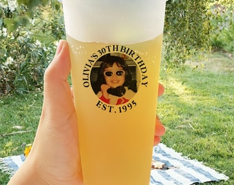 Custom Cups with Photo, 30th Birthday Party Cups, Personalized Birthday Custom Face Party Decorations, Est Year Face Cups, Party Supplies