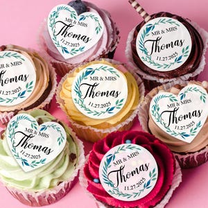 Custom Wedding Cupcake Toppers/Personalized Name Drink Toppers/Wedding Party Toppers/Mr and Mrs Cake Topper/Wedding Decor/Cocktail Toppers